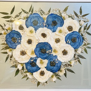 Örökcsokor 50x60 vagy 50x70 cm keretben, préselt menyasszonyi csokor - egyedi megrendelésre - otthon & életmód - virágdekoráció - virágok - virágbox - Meska.hu