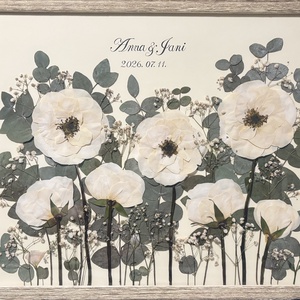 Örökcsokor 40x50 cm keretben, menyasszonyi csokor préselés - egyedi megrendelésre - otthon & életmód - virágdekoráció - virágdíszek - fali virágdekoráció - Meska.hu
