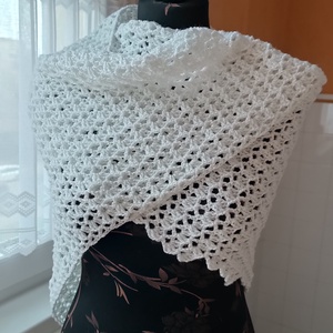 Hópehely horgolt sálkendő - ruha & divat - sál, sapka, kendő - sál - Meska.hu