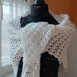 Hópehely horgolt sálkendő - ruha & divat - sál, sapka, kendő - sál - Meska.hu