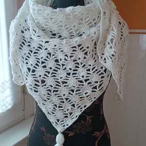 hópehely 2 horgolt kendő - ruha & divat - sál, sapka, kendő - sál - Meska.hu