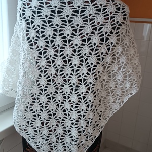 hópehely 2 horgolt kendő - ruha & divat - sál, sapka, kendő - sál - Meska.hu