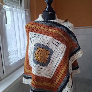 Poncsó +kendő egyben - ruha & divat - női ruha - poncsó - Meska.hu