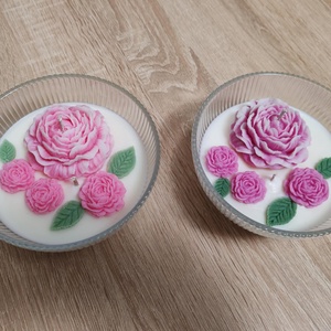 Rózsás gyertyatál - otthon & életmód - gyertya, illat, aroma - gyertya - Meska.hu