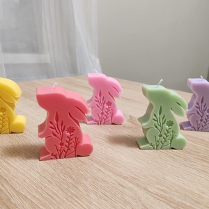 Virág mintás nyuszi gyertya, Ünnepi díszek, dekorációk, Húsvéti díszek és dekorációk, Húsvéti gyertya, , MESKA