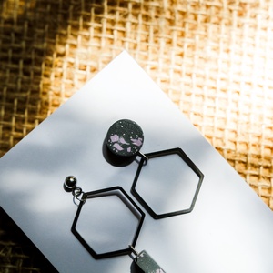 Grey hexagon - ékszer - fülbevaló - lógó fülbevaló - Meska.hu Grey hexagon - ékszer - fülbevaló - lógó fülbevaló - Meska.hu