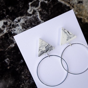 Triangle marble, Ékszer, Fülbevaló, Lógó fülbevaló, Ékszerkészítés, MESKA