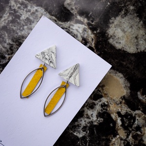 Yellow marble - ékszer - fülbevaló - lógó fülbevaló - Meska.hu