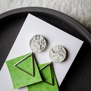 Zöld alma - színes beton fülbevaló - Meska.hu