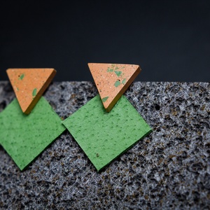 Orange triangle - Színes beton fülbevaló - ékszer - fülbevaló - lógó fülbevaló - Meska.hu
