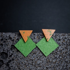 Orange triangle - Színes beton fülbevaló - ékszer - fülbevaló - lógó fülbevaló - Meska.hu