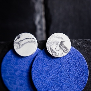 Blue marble - Színes beton fülbevaló, Ékszer, Fülbevaló, Lógó fülbevaló, Ékszerkészítés, MESKA
