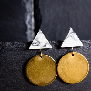 Gold marble - színes beton fülbevaló - ékszer - ékszerszett - Meska.hu