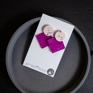 Pink - színes beton fülbevaló - Meska.hu