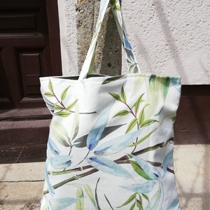 Zöld leveles bevásárló szatyor, összehajtható - táska & tok - bevásárlás & shopper táska - shopper, textiltáska, szatyor - Meska.hu
