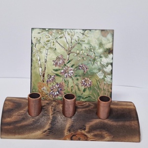 Asztali tolltartó tűzzomác képpel bíborkasvirágokról, Otthon & Életmód, Tárolás & Rendszerezés, Íróasztali tároló, Tűzzománc, Famegmunkálás, MESKA