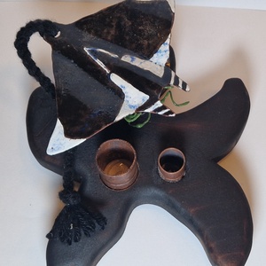  Asztali tolltartó tűzzománc ördögrájával - otthon & életmód - dekoráció - asztal és polc dekoráció - asztaldísz - Meska.hu