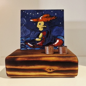 Asztali tolltartó tűzzomác képpel Éjjeli csónakos címmel - otthon & életmód - tárolás & rendszerezés - íróasztali tároló - Meska.hu