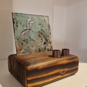 Asztali tolltartó tűzzomác képpel fehér kócsagokról - otthon & életmód - tárolás & rendszerezés - íróasztali tároló - Meska.hu