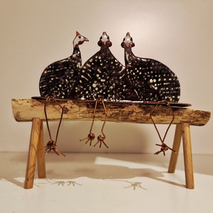 Tűzzománc Gyöngyik polc dekoráció - Pletyóznak a csajok, Otthon & Életmód, Dekoráció, Asztal és polc dekoráció, Asztaldísz, Famegmunkálás, Tűzzománc, MESKA