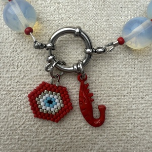 Természetes kőből és gyöngyökből készült nyaklánc, Ékszer, Nyaklánc, Gyöngyös nyaklánc, Gyöngyfűzés, gyöngyhímzés, MESKA