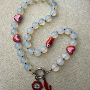 Természetes kőből és gyöngyökből készült nyaklánc - ékszer - nyaklánc - gyöngyös nyaklánc - Meska.hu