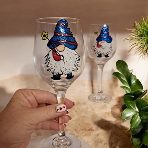 Boros pohár, Otthon & Életmód, Konyhafelszerelés, tálalás, Tálalás, Boros poharak, szettek, Festett tárgyak, MESKA