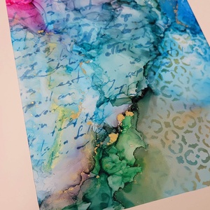 Türkiz Alcohol ink art - művészet - festmény - festmény vegyes technika - Meska.hu