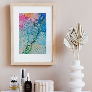 Türkiz Alcohol ink art, Művészet, Festmény, Festmény vegyes technika, Festészet, MESKA