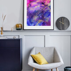 Ultramarinkék alcohol ink art, Művészet, Festmény, Festmény vegyes technika, Festészet, MESKA