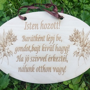 Isten hozott áldás fa tábla, Otthon & Életmód, Vallás, Házi áldás, Gravírozás, pirográfia, MESKA