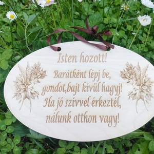 Isten hozott áldás fa tábla - otthon & életmód - vallás - házi áldás - Meska.hu