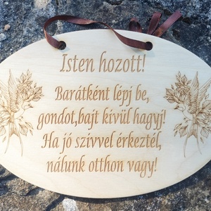 Isten hozott áldás fa tábla gravírozott  - otthon & életmód - vallás - házi áldás - Meska.hu
