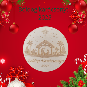 Karácsonyi hűtőmágnes gravírozott Boldog Karácsonyt 2025 Áldott Békés ünnepeket  - karácsony - karácsonyi ajándékozás - karácsonyi képeslap, üdvözlőlap, ajándékkísérő - Meska.hu
