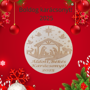 Karácsonyi hűtőmágnes gravírozott Boldog Karácsonyt 2025 Áldott Békés ünnepeket  - karácsony - karácsonyi ajándékozás - karácsonyi képeslap, üdvözlőlap, ajándékkísérő - Meska.hu