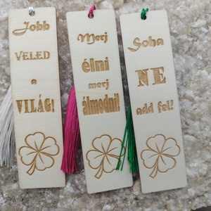 Könyvjelző  motivációs felírattal ajándék gravírozott négylevelű lóhere , Könyv & Zene, Könyvjelző, Gravírozás, pirográfia, MESKA