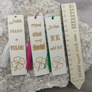 Könyvjelző  motivációs felírattal ajándék gravírozott négylevelű lóhere  - könyv & zene - könyvjelző - Meska.hu