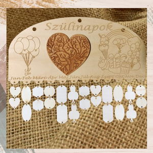 Családi szülinap ünnepek tábla öröknaptár születésnap szervező ünnepi naptár , Otthon & Életmód, Dekoráció, Fali és függő dekoráció, Falinaptár & Öröknaptár, Gravírozás, pirográfia, MESKA