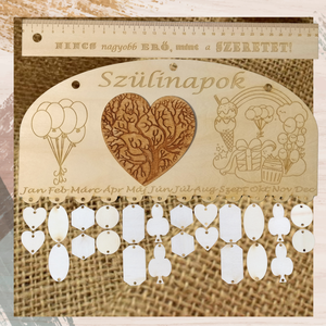 Családi szülinap ünnepek tábla öröknaptár születésnap szervező ünnepi naptár  - otthon & életmód - dekoráció - fali és függő dekoráció - falinaptár & öröknaptár - Meska.hu
