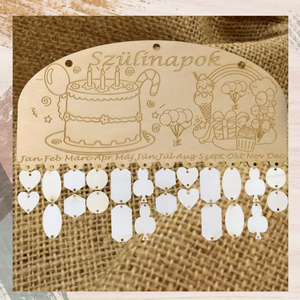 Családi szülinap ünnepek tábla öröknaptár születésnap szervező ünnepi naptár , Otthon & Életmód, Dekoráció, Fali és függő dekoráció, Falinaptár & Öröknaptár, Gravírozás, pirográfia, MESKA