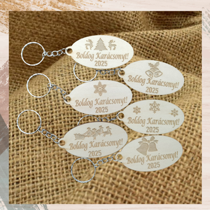 Kulcstartó karácsonyi ajándék ünnepi dekoráció Boldog Karácsonyt  - Meska.hu