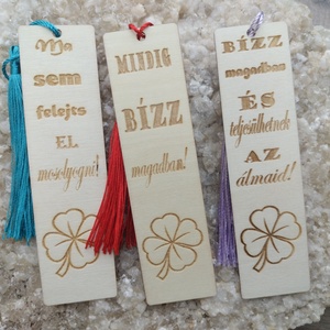 Könyvjelző  motivációs felírattal ajándék gravírozott négylevelű lóhere , Könyv & Zene, Könyvjelző, Gravírozás, pirográfia, MESKA