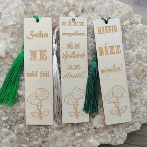 Könyvjelző  motivációs felírattal ajándék gravírozott rózsa  - Meska.hu