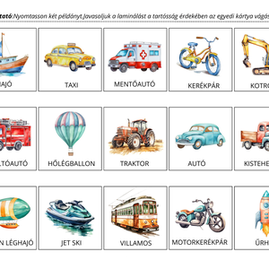 Nyomtatható PDF járművek fejlesztő játék , Művészet, Grafika & Illusztráció, Digitális, , MESKA