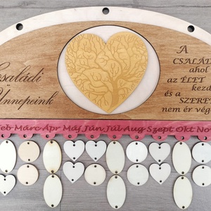 Családi ünnepek tábla öröknaptár születésnap naptár tervező naptár emlékeztető , Otthon & Életmód, Dekoráció, Fali és függő dekoráció, Falinaptár & Öröknaptár, Gravírozás, pirográfia, MESKA