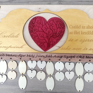 Családi ünnepek tábla öröknaptár születésnap naptár tervező naptár emlékeztető  - Meska.hu