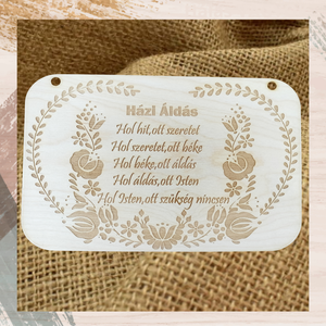 Áldás fa tábla házi áldás gravírozott falikép igés fatábla - Meska.hu