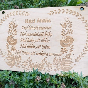 Áldás fa tábla házi áldás gravírozott falikép igés fatábla - otthon & életmód - vallás - házi áldás - Meska.hu