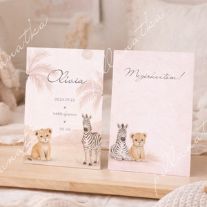 Megérkeztem � Szafari babaköszöntő kártya (digitális) - baba - mama - babaemlékek - bababejelentők - Meska.hu