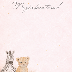 Megérkeztem � Szafari babaköszöntő kártya (digitális) - baba - mama - babaemlékek - bababejelentők - Meska.hu